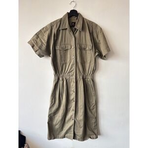 Vintage Lizsport Shirt Dress‎ Womens Large Button Front 90s Utility Short Sleeve